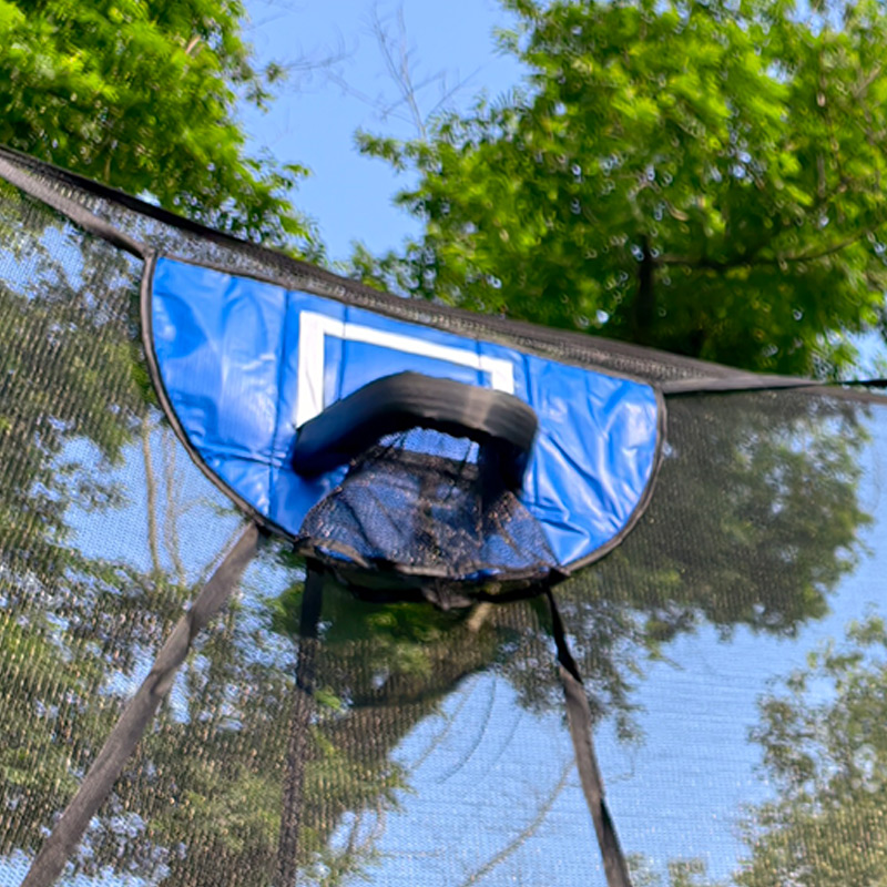 8x12ft Rectangular Trampoline with Safety Enclosure Blue FREE Ladder & Basketball Game