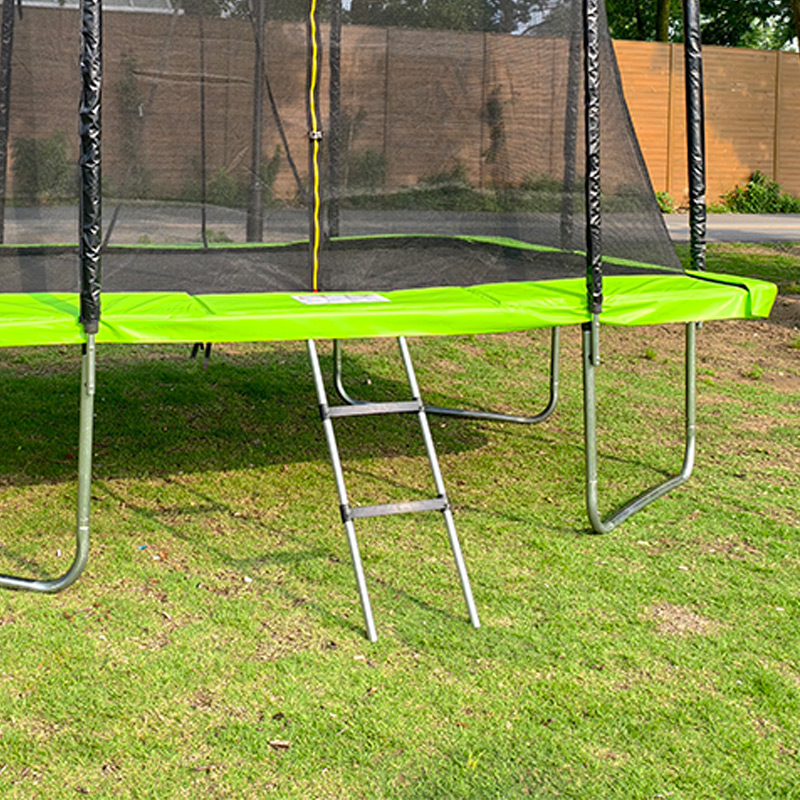 Big Air Bounce 8x12ft Rectangular Trampoline with Safety Enclosure Green FREE Ladder & Basketball Game