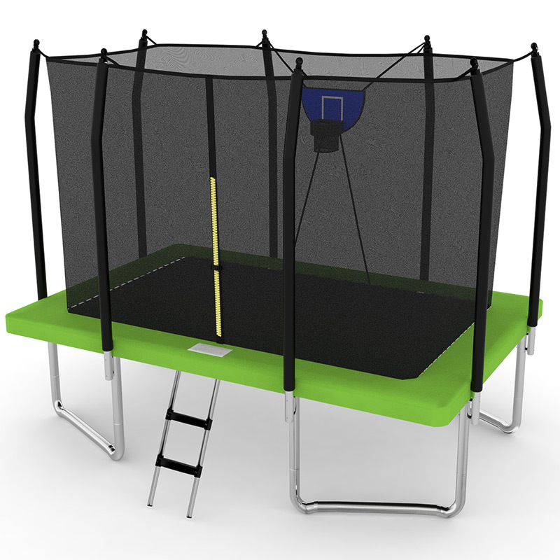 7x 9ft Rectangular Trampoline with Safety Enclosure Green FREE Ladder & Basketball Game