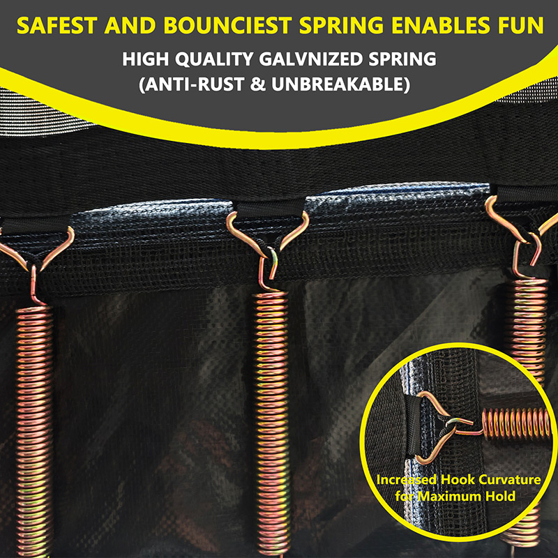 7x 9ft Rectangular Trampoline with Safety Enclosure Black FREE Ladder & Basketball Game