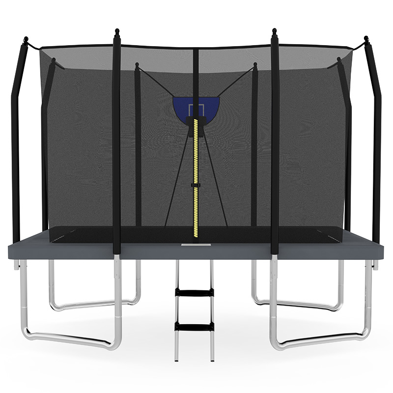 5x7ft Rectangular Trampoline with Safety Enclosure Grey FREE Ladder & Basketball Game