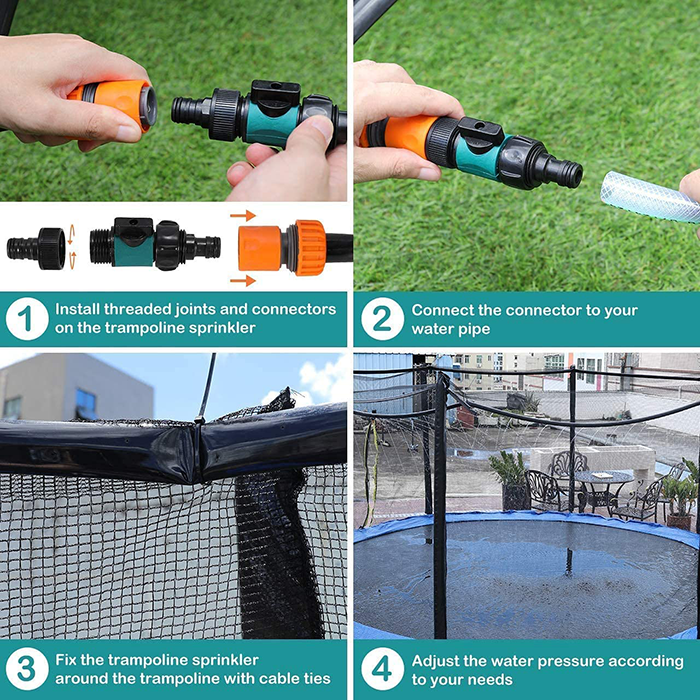 Velocity 12ft Trampoline with Safety Enclosure - Free Basketball & Water Mister - Green - Image 10