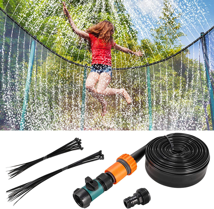 Velocity 12ft Trampoline with Safety Enclosure - Free Basketball & Water Mister - Green - Image 8