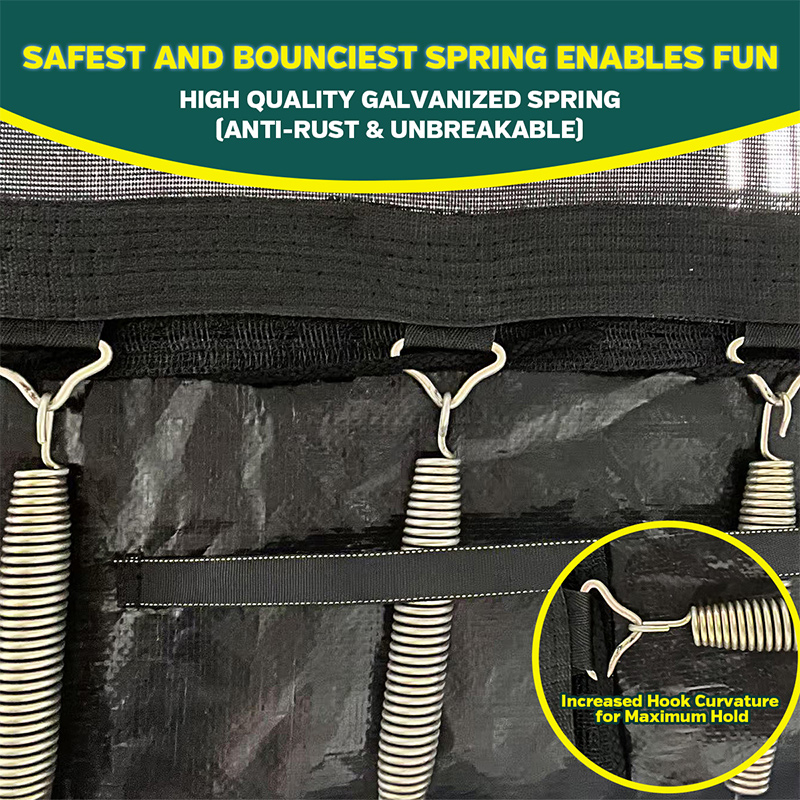 9x14ft Rectangular Trampoline with Safety Enclosure Green – Free Ladder & Shoe Tidy